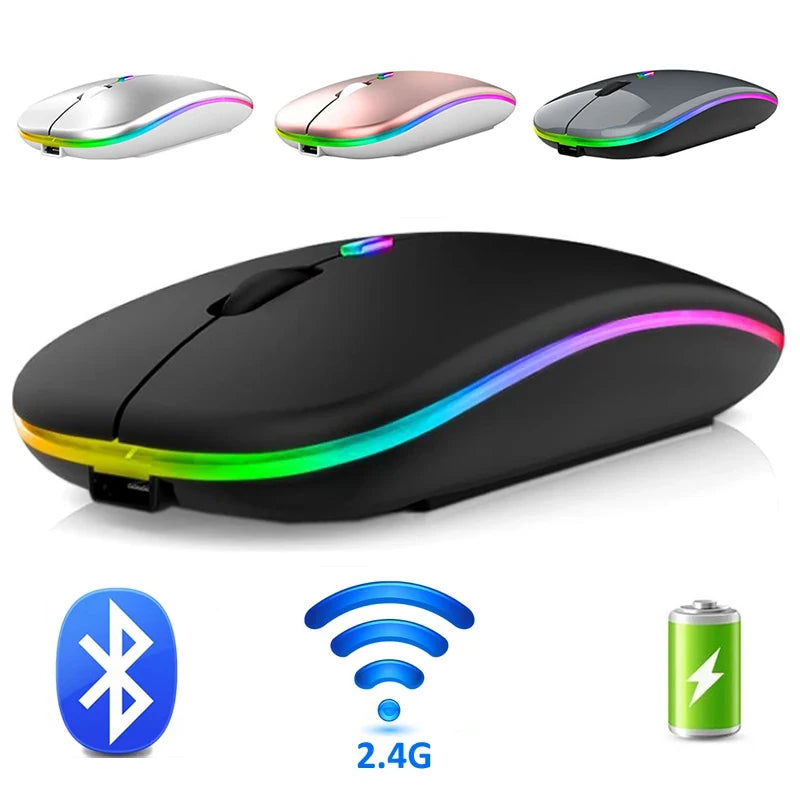 Bluetooth 2.4G  RGB עכבר אלחוטי
